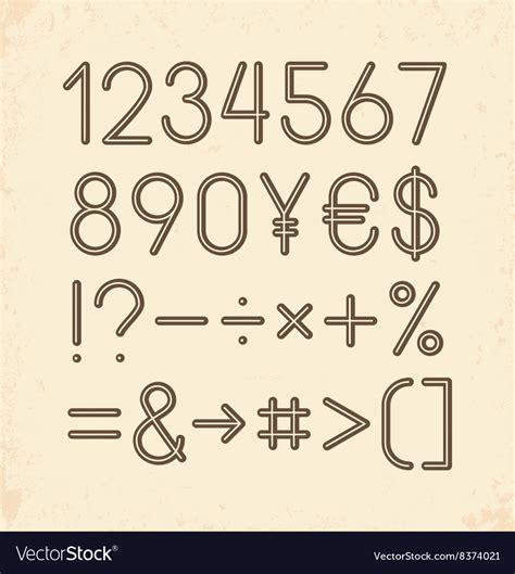 Set - numbers and other symbols retro typography Vector Image