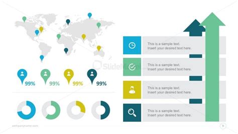 PowerPoint Dashboard Charts with World Map - SlideModel