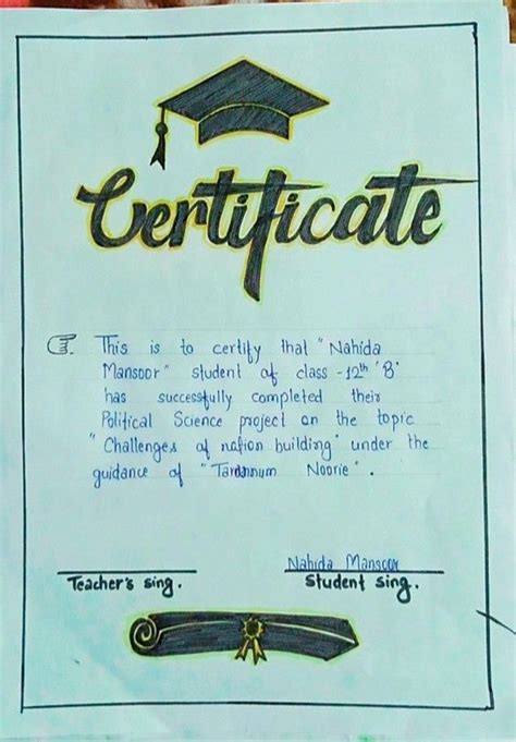 Certificate for school project. | Cover page for project, Hand lettering tutorial ...