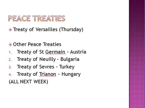 Peace Treaties - Mr Palmer's Geography & History