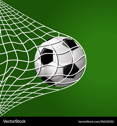 Football hitting goal net background Royalty Free Vector