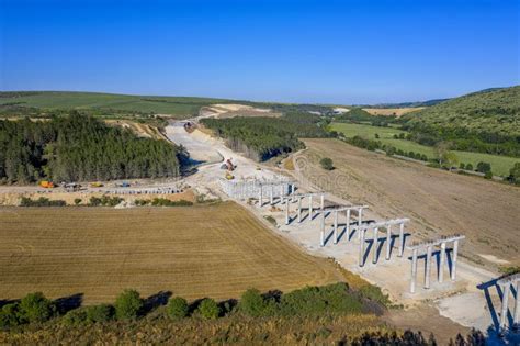 Concrete New Bridge Supports. Construction of a Road Bridge Stock Photo ...