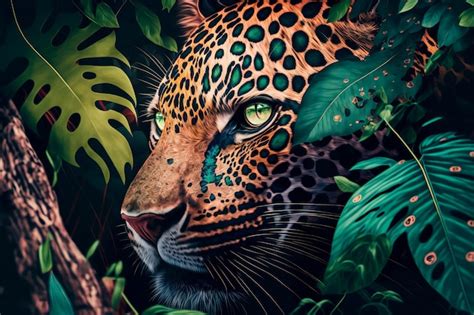 Jaguar observando a su presa desde la selva IA generativa | Foto Premium