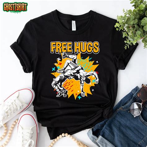 Wrestling Funny Free Hugs Wrestling T-Shirt