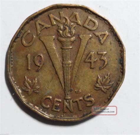 1943 One Cent Penny Tombac Canada Coin