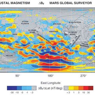 The magnetic field map of Mars at 400 km altitude by Mars Global ...