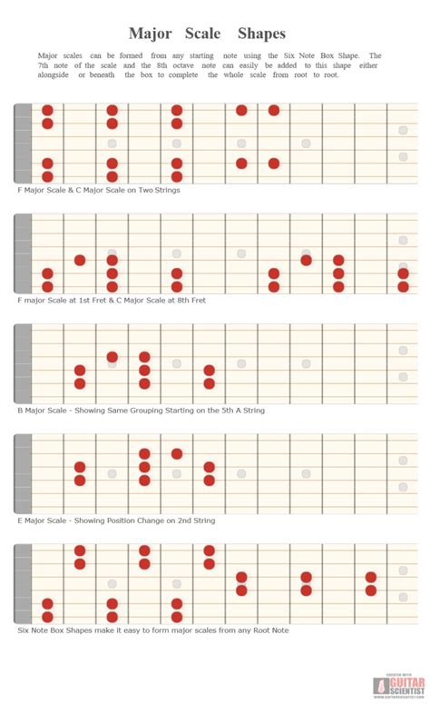 Major Scale Shapes - Guitar Scientist Learn Guitar Scales, Guitar ...