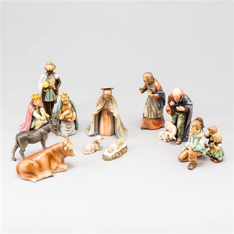 A 14 piece porcelain Nativity Set from M.I. Hummel, Goebel, West ...