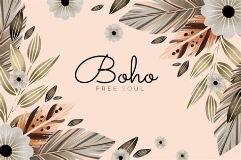 Free Vector | Watercolor boho background with flowers and leaves