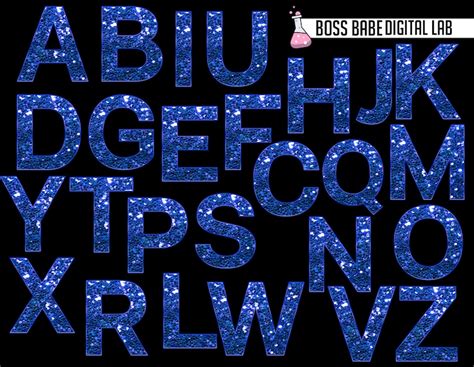 Blue Glitter Alphabet Clipart Blue Glitter Alphabet Design - Etsy