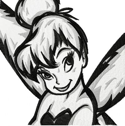 Tinkerbell Black and White embroidery design