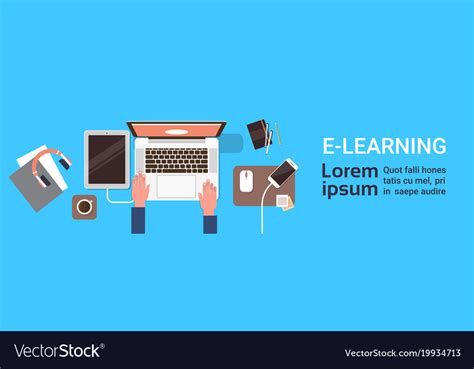 Elearning online education banner with student Vector Image