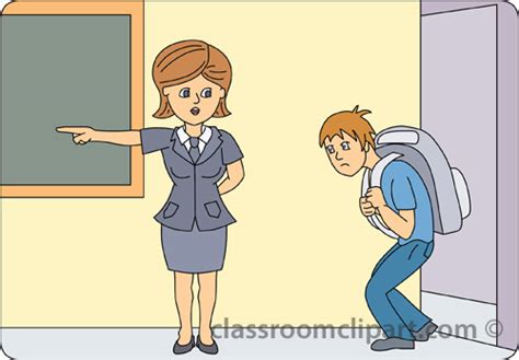 School Clipart - student_late_to_class - Classroom Clipart