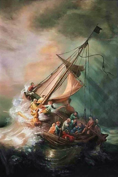 Rembrandt, Christ in the Storm - Hand Painted Oil Painting on Canvas