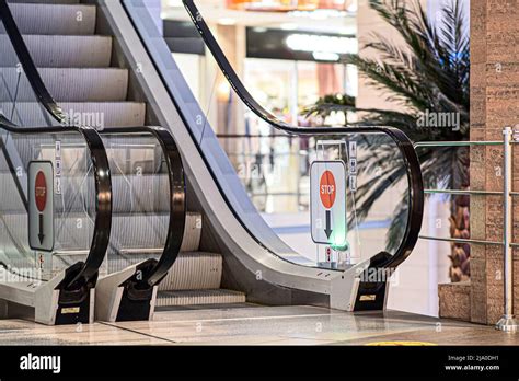 Modern luxury escalators with staircase at airport Stock Photo - Alamy