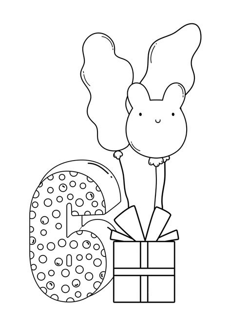Happy Birthday 6 Years Old coloring page - Download, Print or Color Online for Free