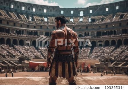 A dramatic shot of a gladiator in the... - Stock Illustration ...