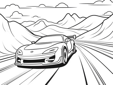 Skilled Drift Car Maneuver - Coloring Page