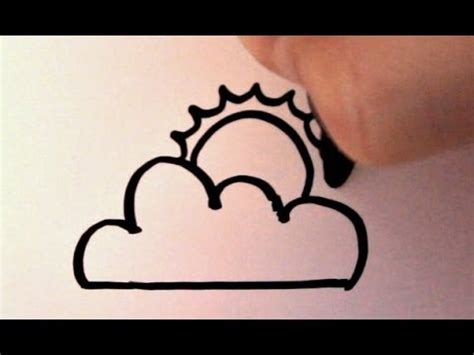 How to Draw a Cartoon Sun and Clouds - YouTube