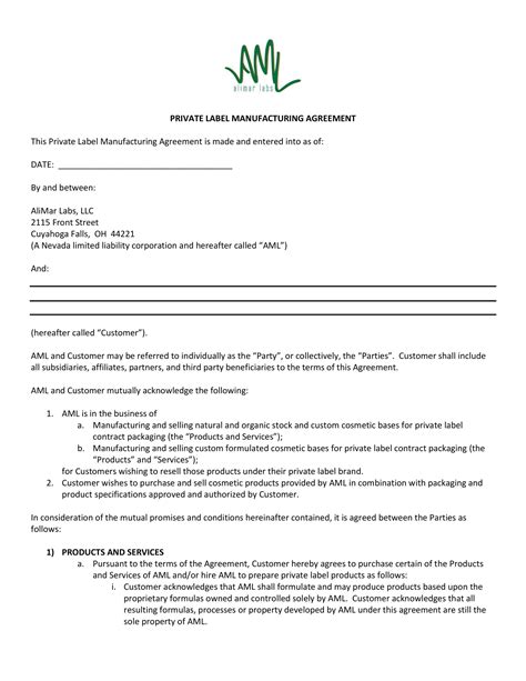 Contract Manufacturing Agreement - Examples, Format, Pdf