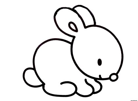 Coloriage dessin facile lapin - JeColorie.com