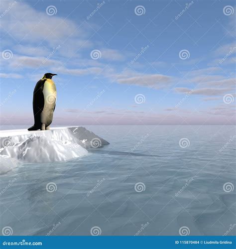 Antarctic Penguin on Ice - Digital Artwork Stock Illustration ...