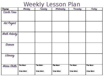 Lesson Plan Template Preschool Printable New Weekly Preschool Lesson Plan Temp… | Weekly lesson ...