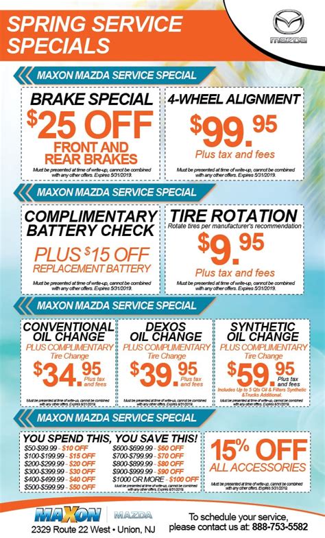 Mazda Service Specials at Maxon Mazda Service Coupons