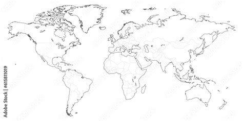 Blank outline map of World. Worksheet for geography teachers usable as ...