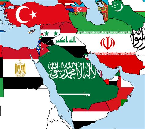 Flag map of the Middle East : Maps