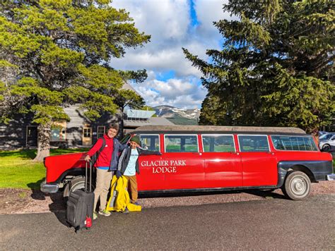 Taylor Family with Vintage Red Glacier National Park Tour Bus at ...