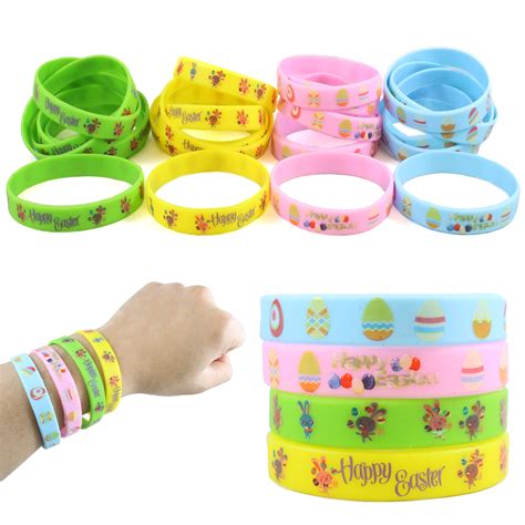 24 Easter Rubber Bracelets For Kids - Durable, Brightly Colored Silicone Bracelets Provide Hours ...