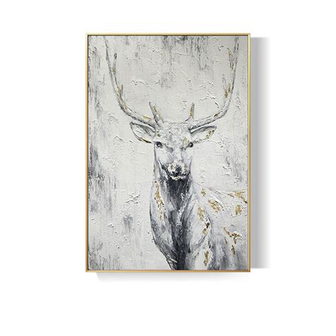 Abstract Deer Painting on Canvaslarge White Stag Wall - Etsy