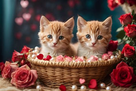 Cute Kittens Inside A Straw Basket Free Stock Photo - Public Domain ...