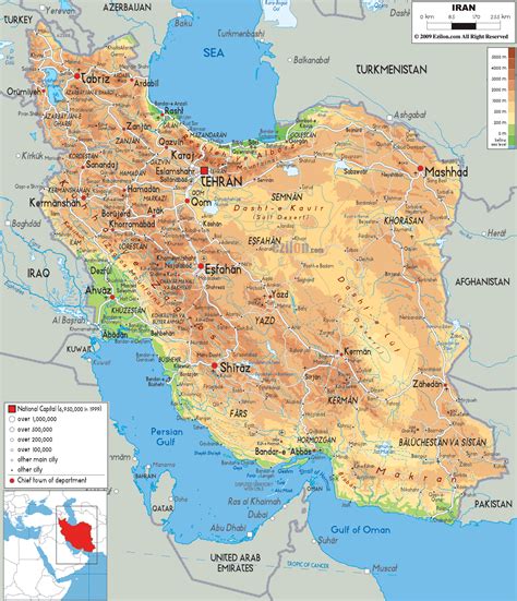 Physical Map of Iran | World geography, Map, World map