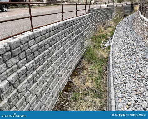 Curved Brick Wall stock photo. Image of infrastructure - 227443432