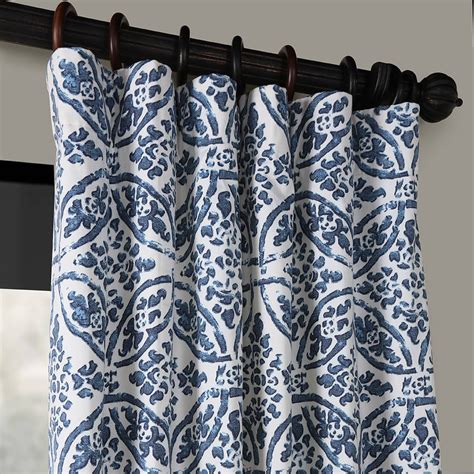 Catalina Blue Printed Cotton Twill Curtain | Curtains living room, Blue curtains, Blue curtains ...