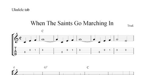 When The Saints Go Marching In, free ukulele tab sheet music