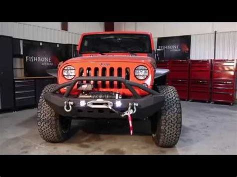 Jeep JK Front Winch Bumper W/LEDs Full Width 07-17 Wranger JK Black Texured Powercoated Fishbone ...