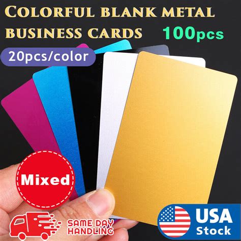 Aluminum metal business cards Mixed colors 100 pcs 0.2 mm thickness