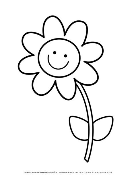 Happy Flower Coloring Page - Free Printable for Kids