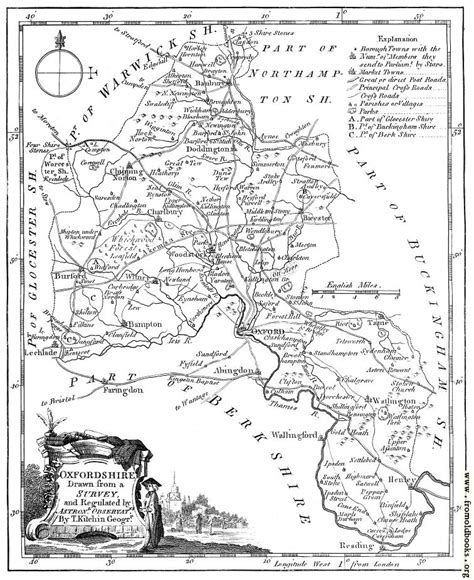 Antique Eighteenth-Century Map of Oxfordshire