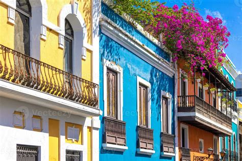 Puerto Rico colorful colonial architecture in historic city center 31603021 Stock Photo at Vecteezy