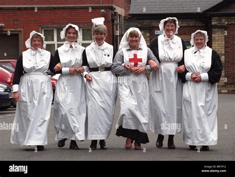 Nurses dressed in uniforms of the past at The Royal Hospital in Wolverhampton in 1997 Stock ...