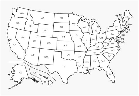 Usa Map Black And White Printable