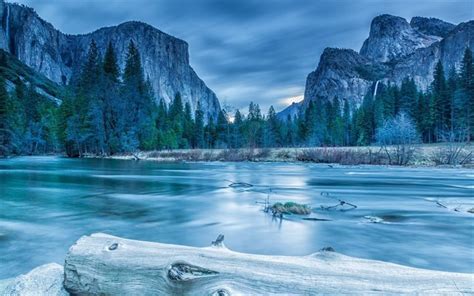 Télécharger fonds d'écran Le Parc National de Yosemite, en Amérique, en hiver, la rivière, les ...