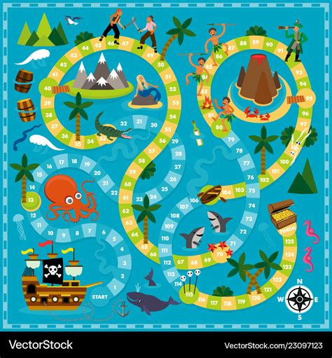 Pirate board game template for print Royalty Free Vector