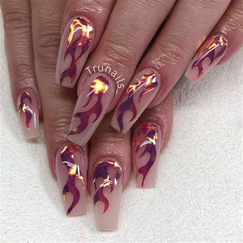 30+ Flame Nails Art Designs You Must Have in Summer 2019 | Flame nail art, Coffin nails designs ...