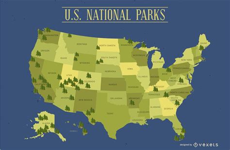 Mapa De Los Parques Nacionales De Estados Unidos - Descargar Vector