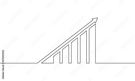 Continuous line drawing of increasing graph icon. Arrow up, business ...